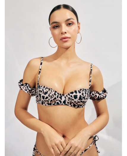 Бюстгальтер купальный жен. с мягкой чашкой Aglaia черный принт