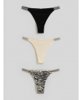 Трусы стринги-бразилиано жен.в наборе из 3шт. Kristallika бежевый с черным