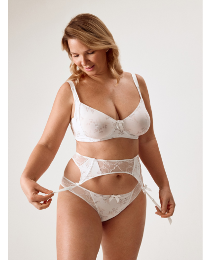 Трусы с поясом для чулок Lorans белый принт