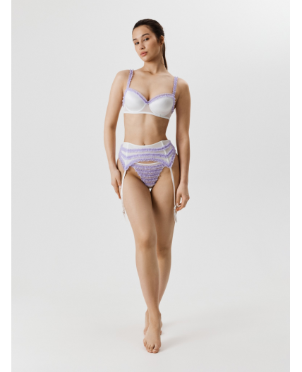 Трусы стринги-бразилиано с поясом для чулок Apasta белый