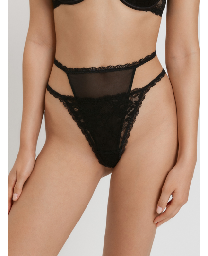 Трусы стринги с высокой талией жен. Kolada черный