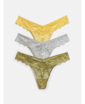 Трусы стринг женские в наборе из 3 шт. Metalita зеленый со св.серым