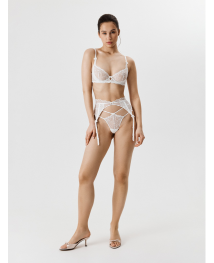 Трусы стринги-бразилиано с поясом для чулок Milar белый