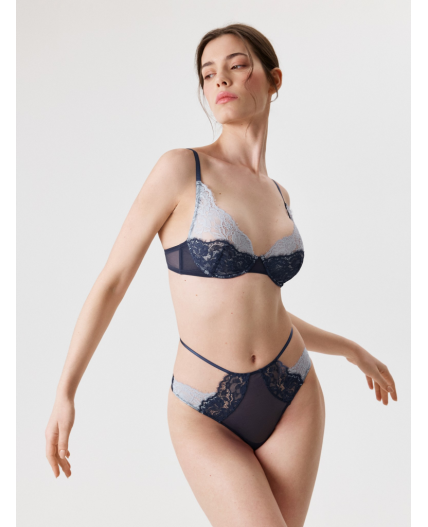 Трусы стринги с высокой талией жен. Gaska темно-синий