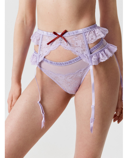 Трусы стринги-бразилиано с поясом для чулок Raya лавандовый
