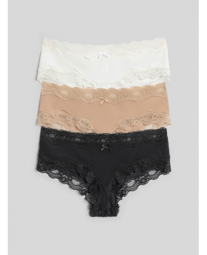 Трусы боксер жен.в наборе из 3 шт Verne черный с бежевым