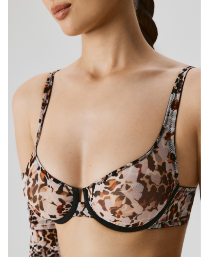 Бюстгальтер с мягкой чашкой в наборе с перчатками жен. Peggy бежевый принт