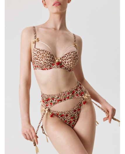 Трусы в наборе с поясом для чулок Bless леопардовый принт