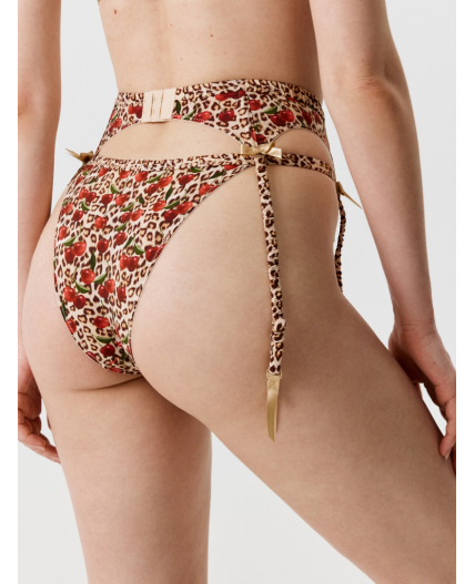 Трусы в наборе с поясом для чулок Bless леопардовый принт