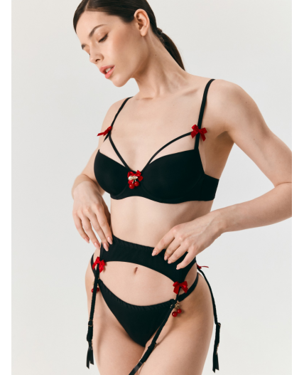 Трусы в наборе с поясом для чулок Bless черный