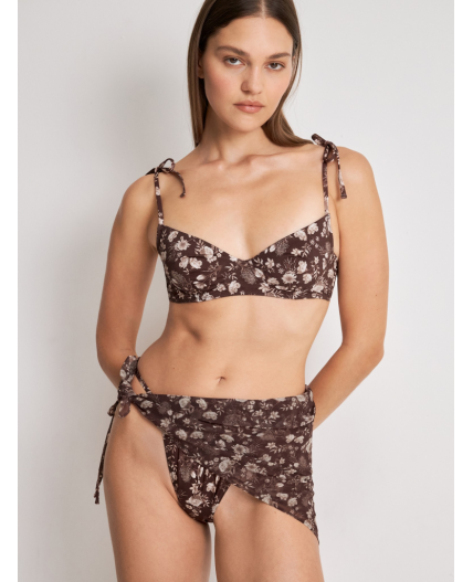 Купальный набор жен.(бюстгальтер с мягкой чашкой и платок) Mahym капучино принт