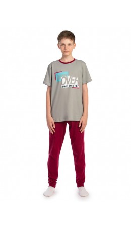 Комплект детский (футболка, брюки)  Серый, Бордовый