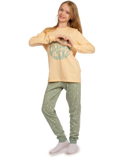 Пижама детская Бежевый/морозный зелёный