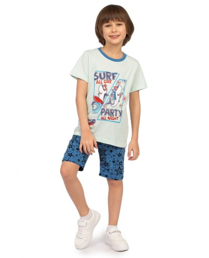 Комплект детский (футболка/шорты) Голубой/сине-голубой