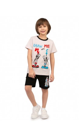 Комплект детский (футболка/шорты) Серый/чёрный