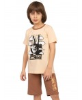 Комплект детский (футболка/шорты) Бежевый/коричневый