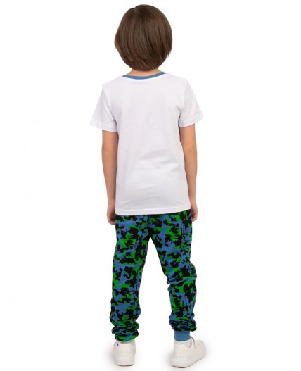Комплект детский (футболка/брюки) Белый/сине-голубой