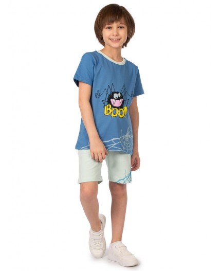 Комплект детский (футболка/шорты) Сине-голубой/голубой
