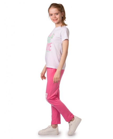 Комплект детский (футболка/брюки) Белый/розовая гвоздика