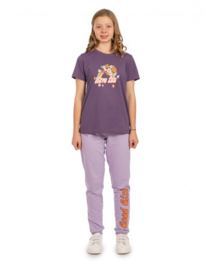 Комплект детский (футболка/брюки) Сливовый/лиловый