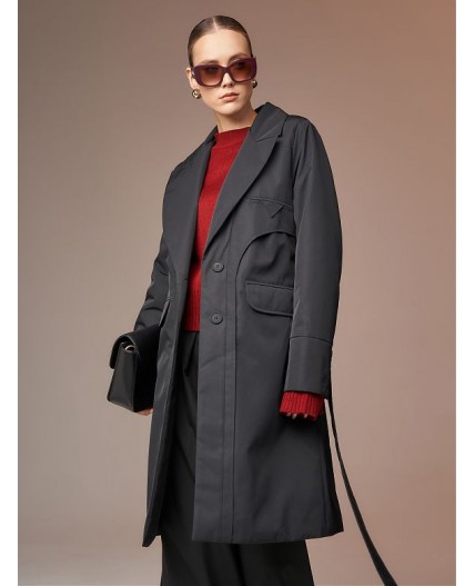 Плащ утепленный черный