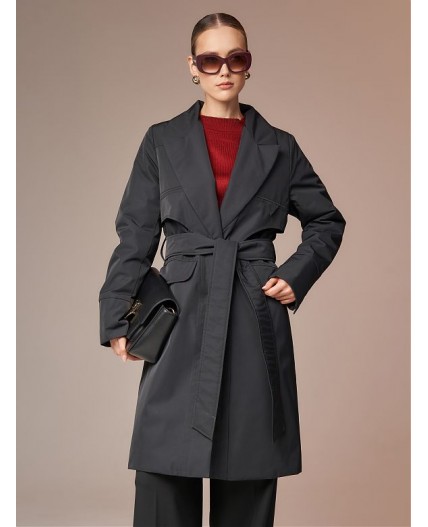 Плащ утепленный черный