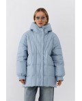 Пуховик женский серо-голубой
