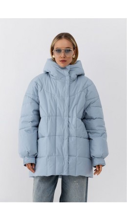 Пуховик женский серо-голубой