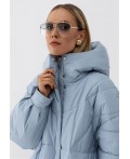 Пуховик женский серо-голубой