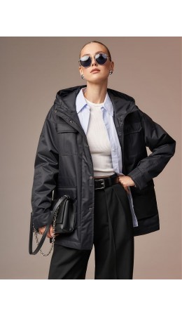 Плащ женский утепленный черный