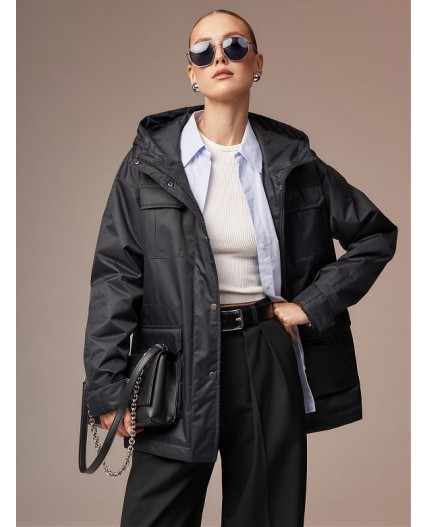 Плащ женский утепленный черный