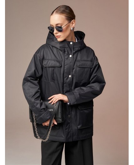 Плащ женский утепленный черный