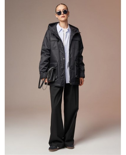 Плащ женский утепленный черный