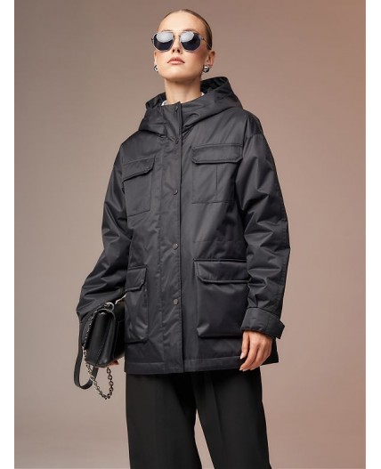 Плащ женский утепленный черный