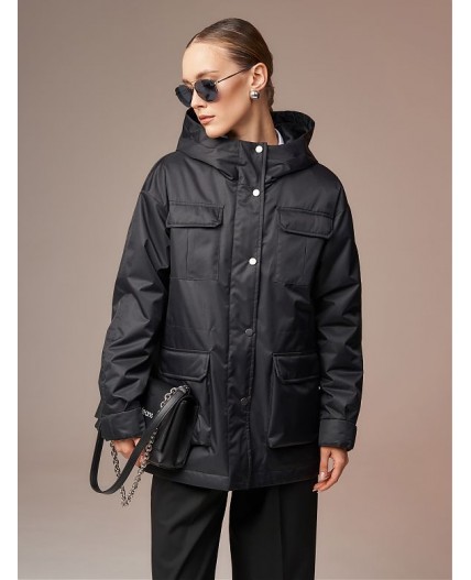 Плащ женский утепленный черный
