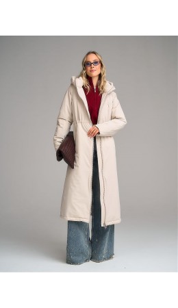 Плащ утепленный светло-бежевый