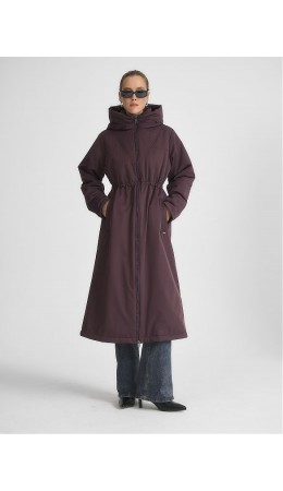 Плащ утепленный винный