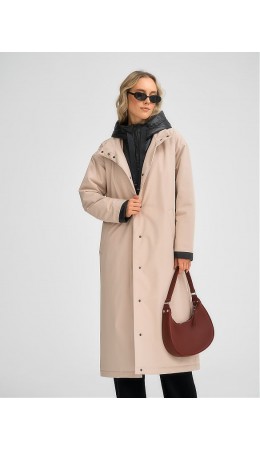 Плащ утепленный бежевый