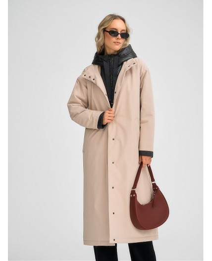 Плащ утепленный бежевый