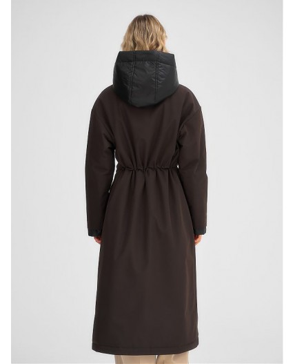 Плащ утепленный коричневый