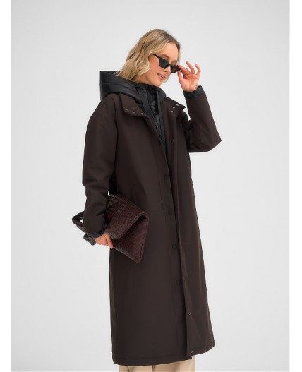 Плащ утепленный коричневый