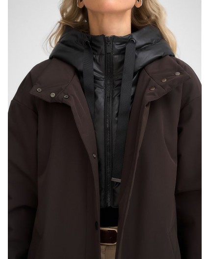 Плащ утепленный коричневый