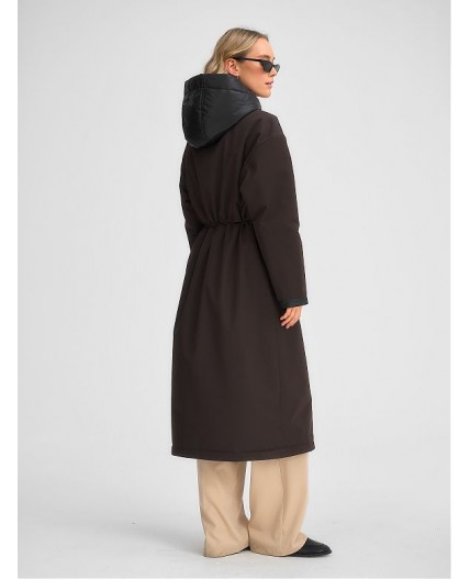 Плащ утепленный коричневый