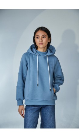 Худи с капюшоном серо-голубой
