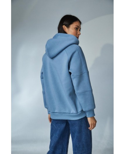 Худи с капюшоном серо-голубой