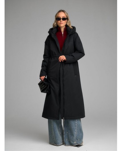 Плащ утепленный черный