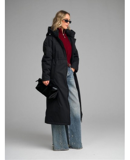 Плащ утепленный черный