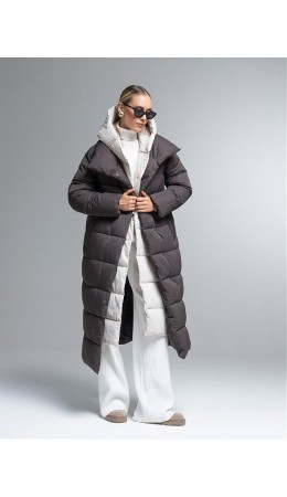 Пуховик женский коричневый